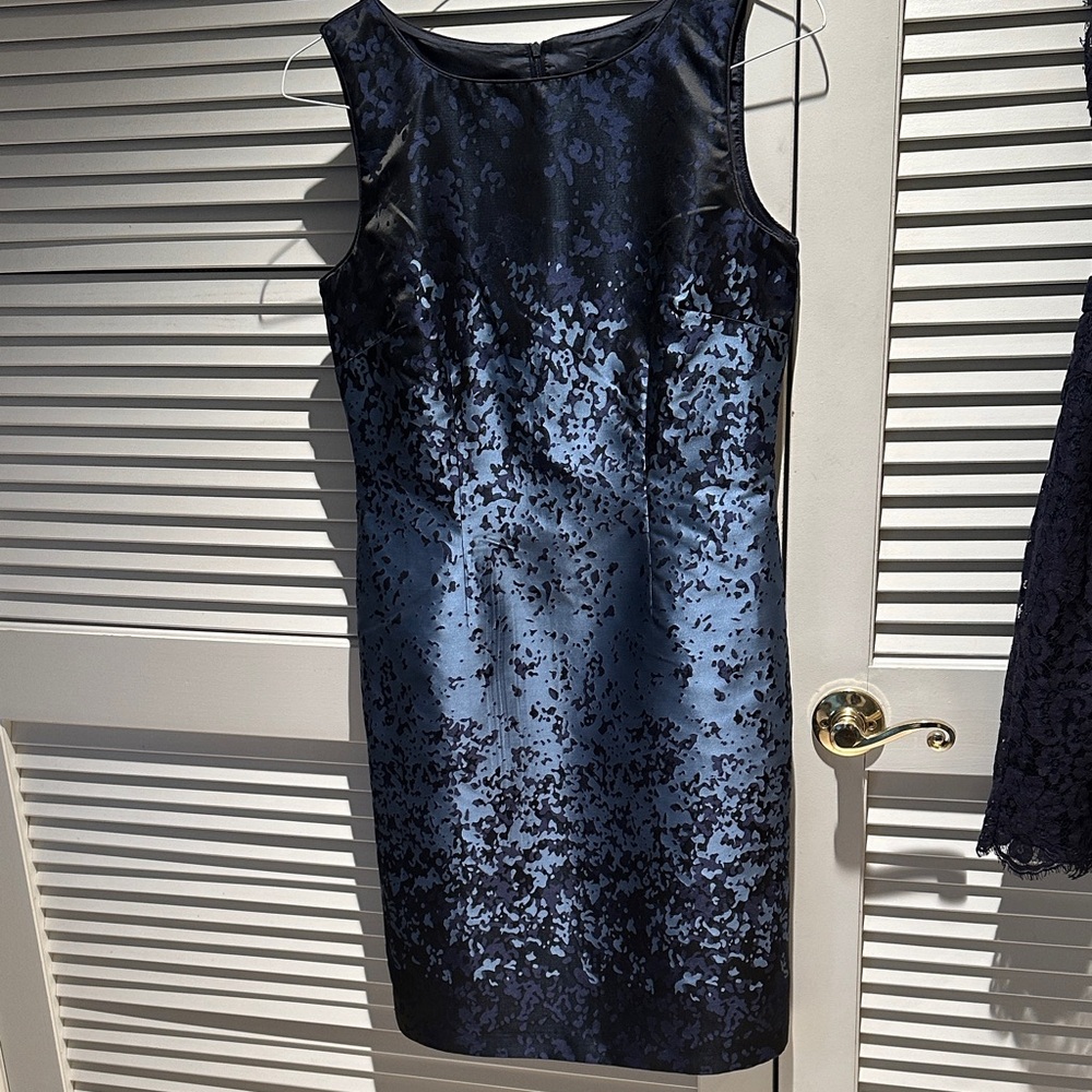 Mario Serrani Midnight Blue Textured Midi Dress SZ 4